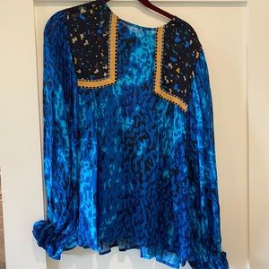 Blue Animal print boho top